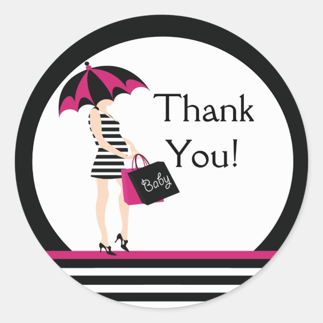 Mod Mum Thank You Baby Shower Sticker (Front)