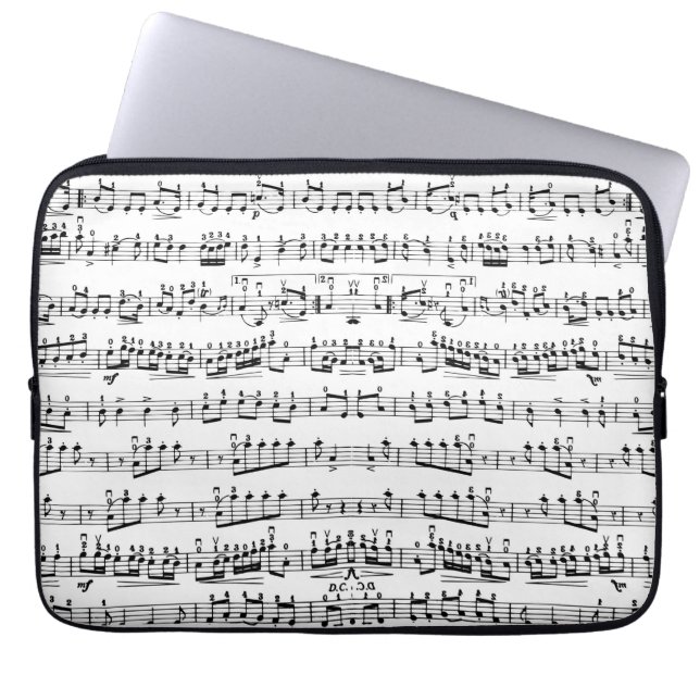 Mod Musician Music Notes Pattern Laptop Sleeve (Front)