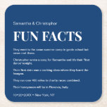 Mod Navy Blue white custom fun fact list Wedding Square Paper Coaster<br><div class="desc">Elevate Your Wedding Coasters with Personalised Fun: Mod Navy Blue and White Custom Fun Fact List Wedding Square Paper Coaster. Introducing our Mod Navy Blue and White Custom Fun Fact List Wedding Square Paper Coaster – an innovative and delightful way to add a touch of personality and interaction to your...</div>