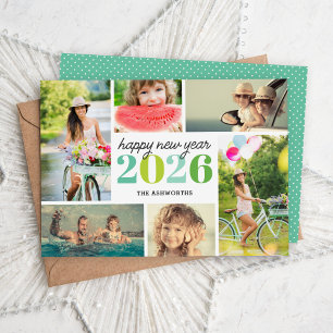 Mod New Year 6 Photo Collage Holiday Card