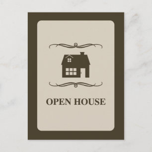 mod open house announcement postcard