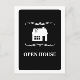 mod open house announcement postcard