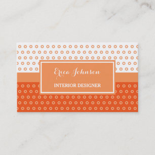 Mod Orange and White Polka Dots Interior Designer Business Card
