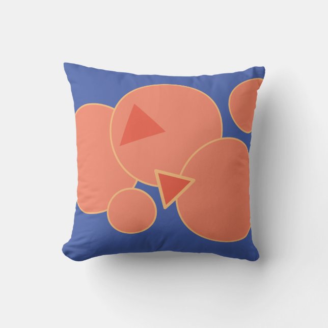 "Mod" Orange Blossom & Blue Pillowcase Accent Pill Cushion (Front)