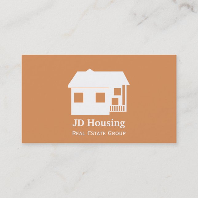 Mod orange brown Classy Real estate  businesscards Business Card (Front)