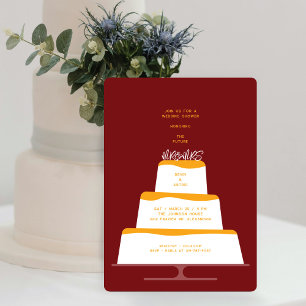 Mod Orange Iced Wedding Cake Couple's Shower Invitation