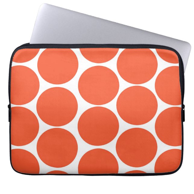 MOD ORANGE POLKA DOTS PATTERN LAPTOP SLEEVE (Front)
