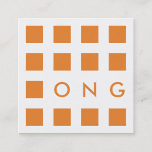 mod orange squares square business card