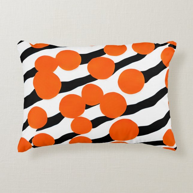 Mod Orbits Orange and Black Pillow (Front)