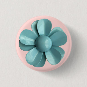 MOD Pale Blue Daisy Flower Spring Summer Wedding 3 Cm Round Badge