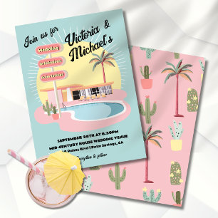 Mod Palm Springs Mid-Century Wedding Sign Hotel Invitation