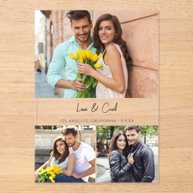 MOD Para Photo Trio H Save the Date Acrylic Invitations (Front)