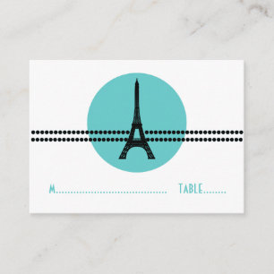Mod Parisian Dots Place Card, Aqua Card