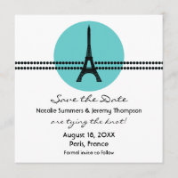 Mod Parisian Dots Save the Date Invite, Aqua