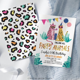 Mod Party Animals Kid's Birthday Party Invitation
