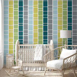 Mod Pattern with Blue Green Yellow Gray Wallpaper