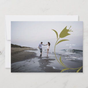 MOD PEACH & OLIVE TULIP WEDDING SAVE THE DATE INVITATION