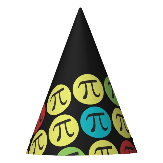 Mod Pi Symbols Colourful Pattern Paper Party Hats (Front)