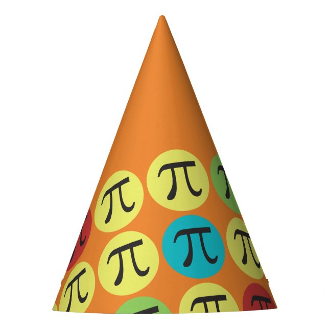 Mod Pi Symbols Orange Colourful Paper Party Hats (Front)