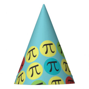 Mod Pi Symbols Teal blue Colourful Paper Party Hat