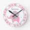 Mod Pink Elephant Personalised Nursery Wall Clock