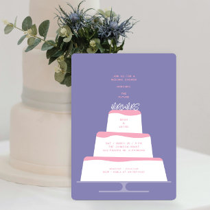Mod Pink Iced Wedding Cake Couple's Shower Invitation