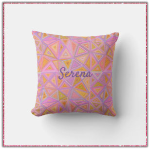 Mod Pink Purple and Yellow Geometric Cushion