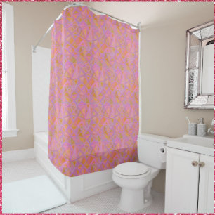 Mod Pink Purple and Yellow Geometric Shower Curtain