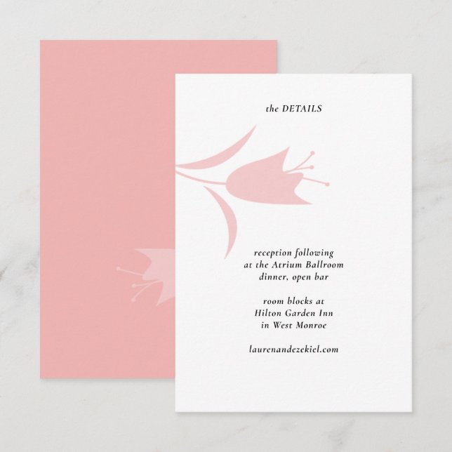 MOD PINK TULIP WEDDING ENCLOSURE CARD (Front/Back)