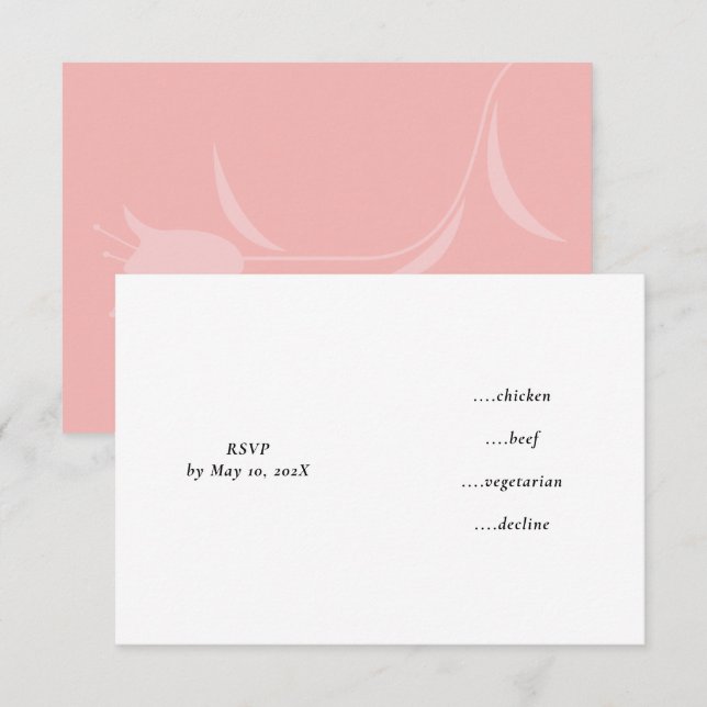 MOD PINK TULIP WEDDING RSVP CARD (Front/Back)