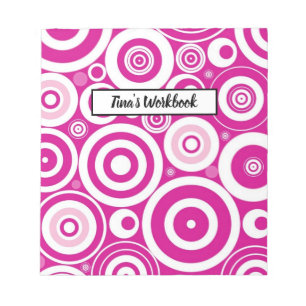 Mod Pink & White Concentric Retro Circles Notepad