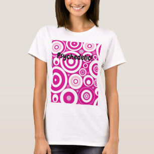 Mod Pink & White Concentric Retro Circles T-Shirt