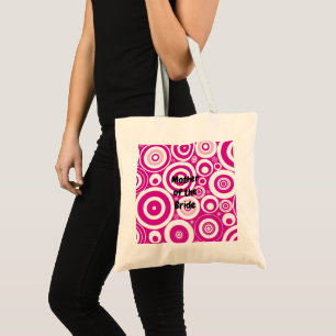 Mod Pink & White Concentric Retro Circles Tote Bag