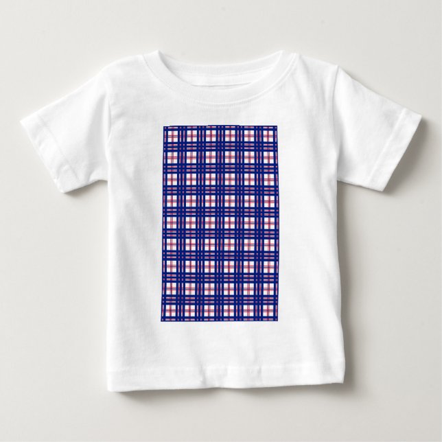Mod Plaid Pattern Red White Blue Baby T-Shirt (Front)