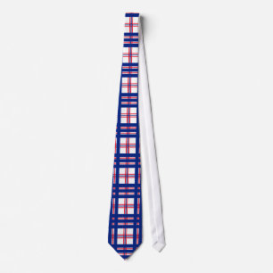 Mod Plaid Pattern Red White Blue Mods Tie