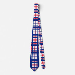 Mod Plaid Pattern Red White Blue Mods Tie