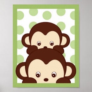 Mod Pod Pop Monkey Nursery Wall Art Print