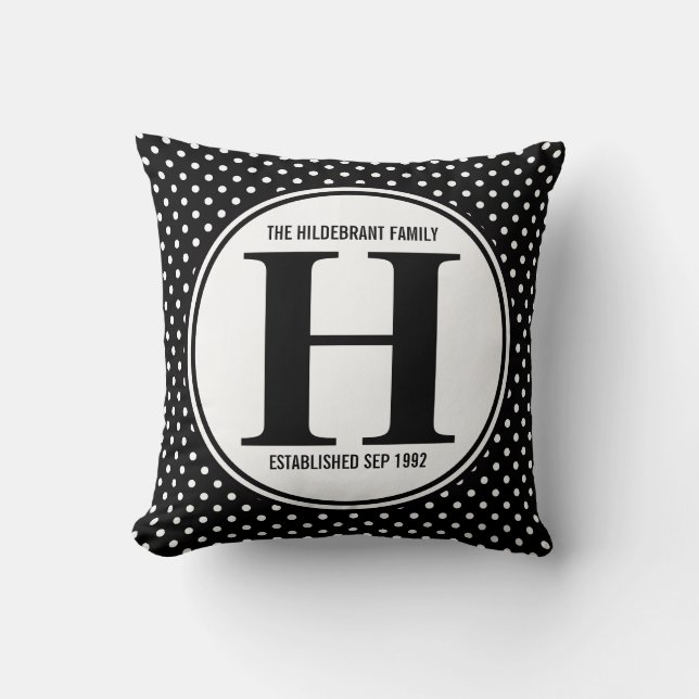 Mod Polka Dots Family Monogram Cushion (Front)