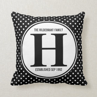 Mod Polka Dots Family Monogram Cushion