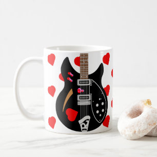 Mod Pop Art Love Heart Guitar Coffee Mug