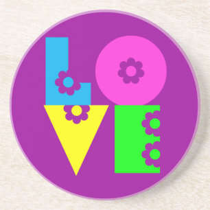 Mod Pop Floral LOVE Square Coaster