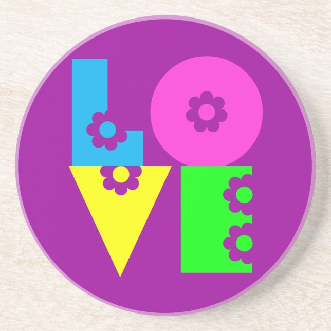 Mod Pop Floral LOVE Square Coaster (Front)