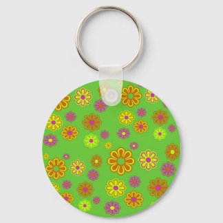 mod pop flowers groovy key ring