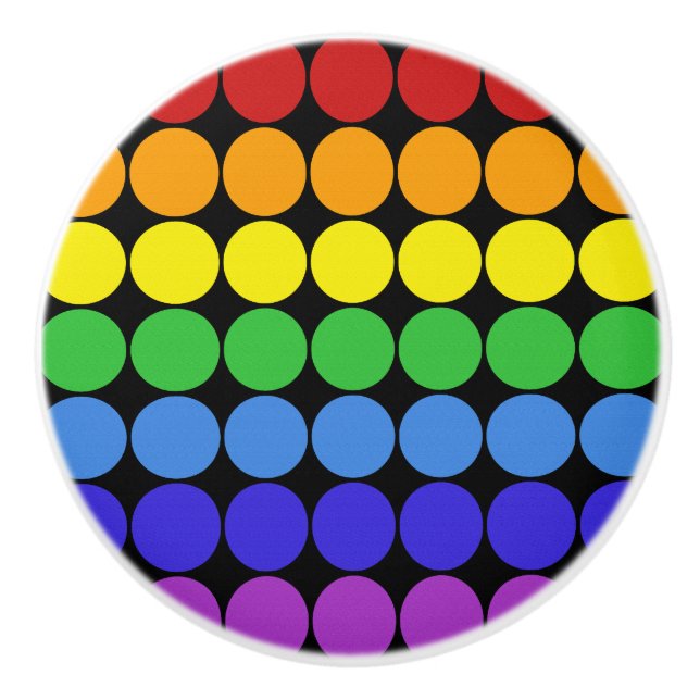Mod Pop MCM ceramic knob rainbow on black circles (Front)