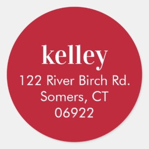 Mod Print Address Seal, Red Classic Round Sticker
