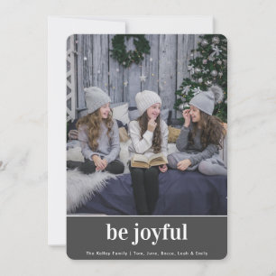 Mod Print, Photos on Back, Gray Photo Vertical Holiday Card