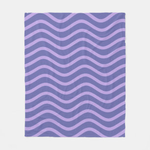 Mod Purple and Periwinkle Wavy Lines and Stripes Fleece Blanket