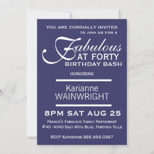 Mod Purple White 40th Birthday Party Invitation