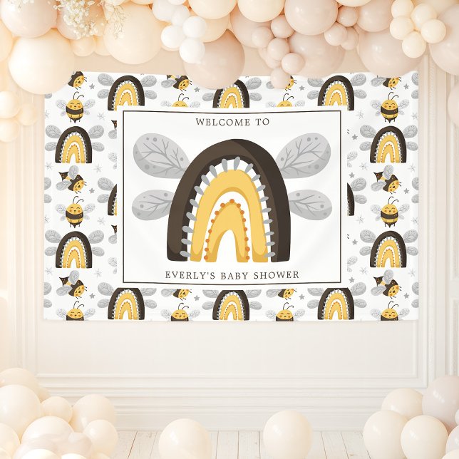 Mod Rainbow Bumblebee Bee Baby Shower Banner (Creator Uploaded)