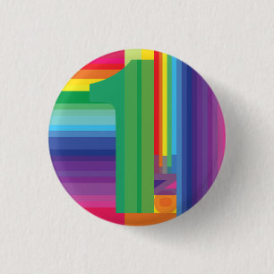 Mod Rainbow Colorful 1st Birthday Party 3 Cm Round Badge